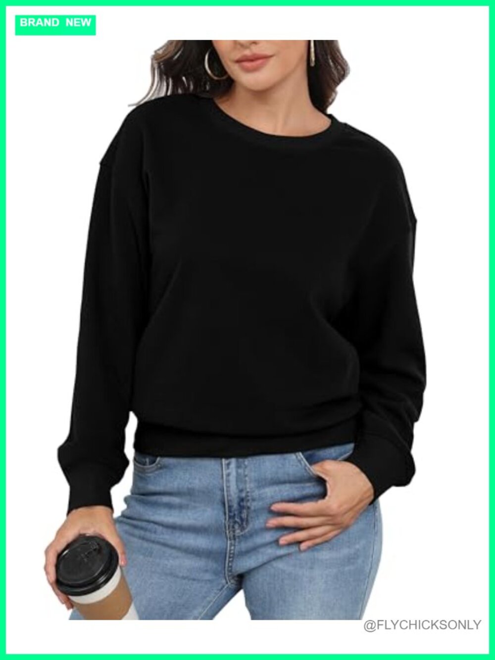 Loose Relaxed Fit Cropped Crewneck Sweatshirt Fleece Lined Pullover